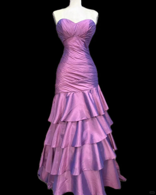 Elegant Sweetheart Mermaid Long Prom Dresses Satin Purple Evening Gowns Sleeveless Formal Dresses DP04180