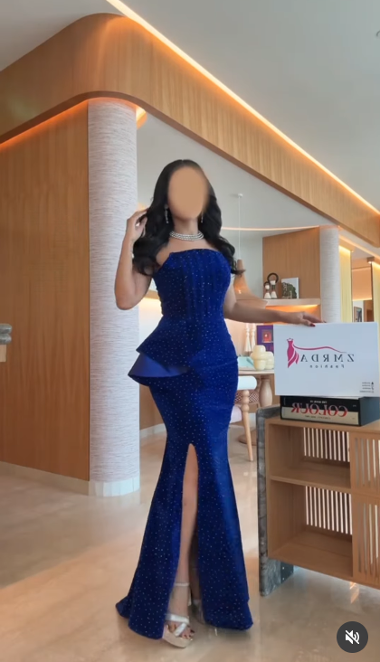 Chic Strapless Sheath Royal Blue Prom Dresses Beaded Velvet Sleeveless Long Evening Dresses  DP04197