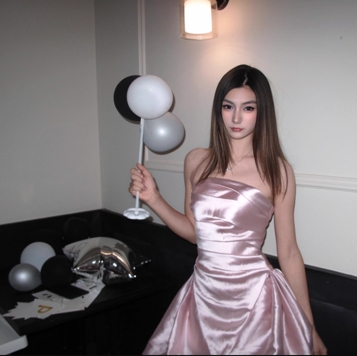 Chic A-Line Short Prom Dresses Satin Pink Evening Dresses  Sleeveless Christmas Dresses DP04237