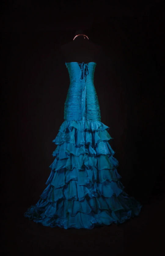 Elegant One-shoulder Sheath Long Prom Dresses Sequins Chiffon Teal Evening Dresses Sleeveless Formal Dresses DP04260