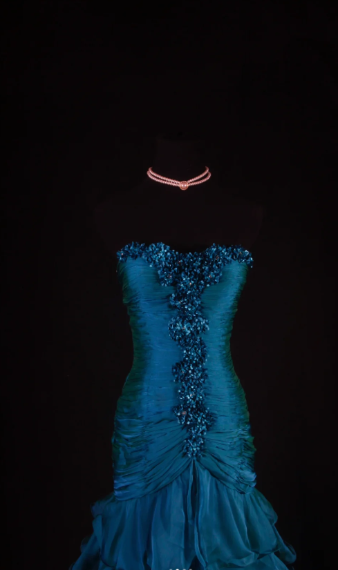 Elegant One-shoulder Sheath Long Prom Dresses Sequins Chiffon Teal Evening Dresses Sleeveless Formal Dresses DP04260