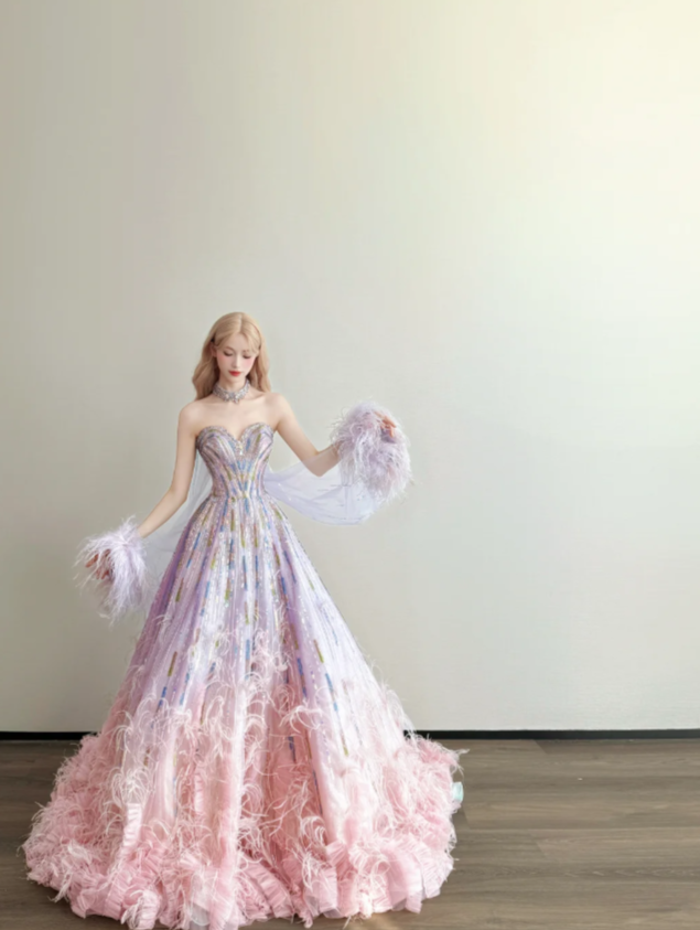 Elegant Sweetheart A-line Long Prom Dresses Tulle Sequins Pink Birthday Dresses Sleeveless Christmas Party Dresses DP04263