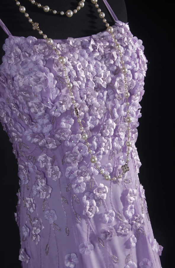 Fairy Spaghetti Straps Sheath Long Prom Dresses Chiffon Beaded Lilac Evening Dresses Sleeveless Party Dresses DP04276