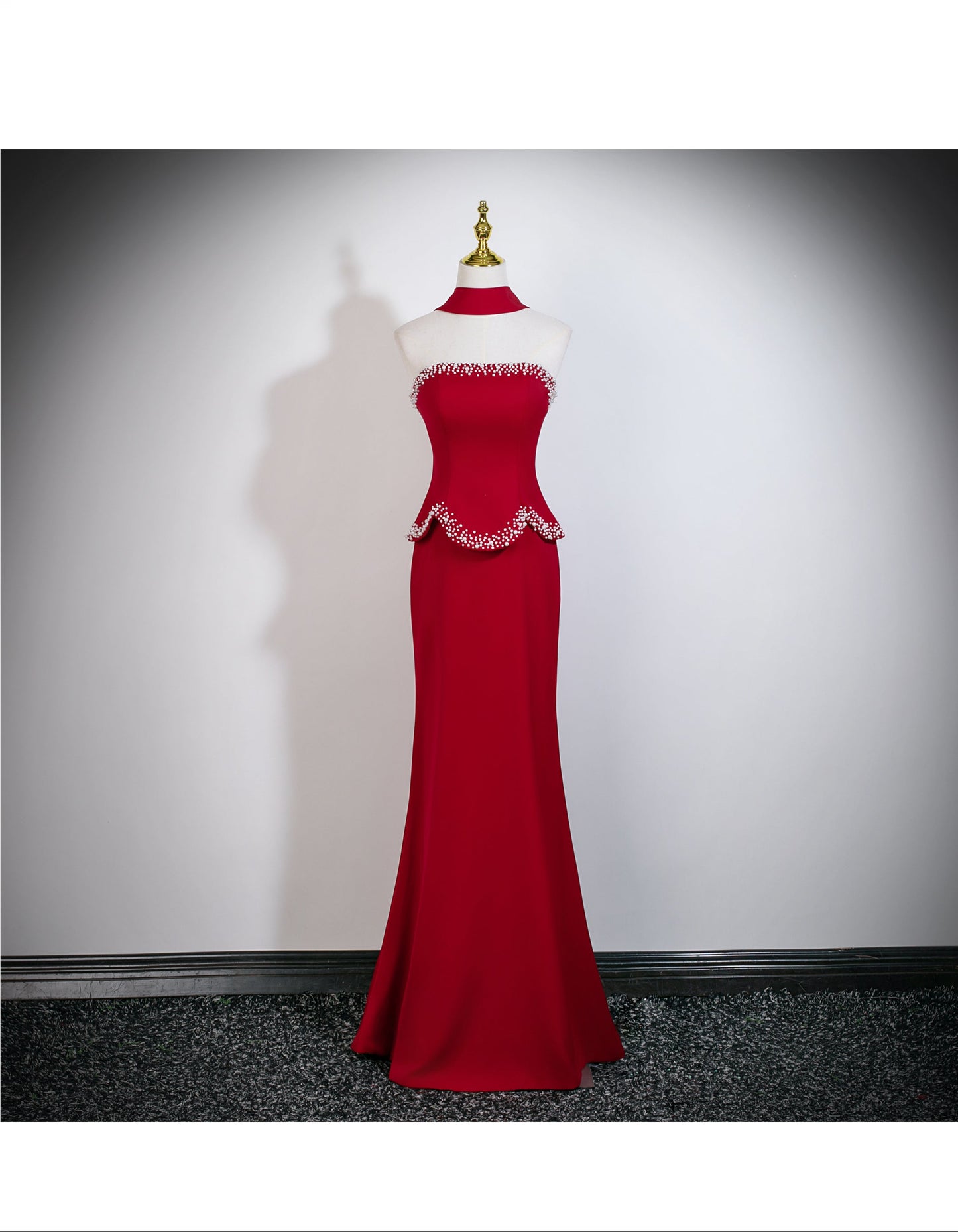 Burgundy Sheath Long Prom Dresses Chic Satin Sleeveless Evening Dresses Strapless Birthday Dresses DP04323