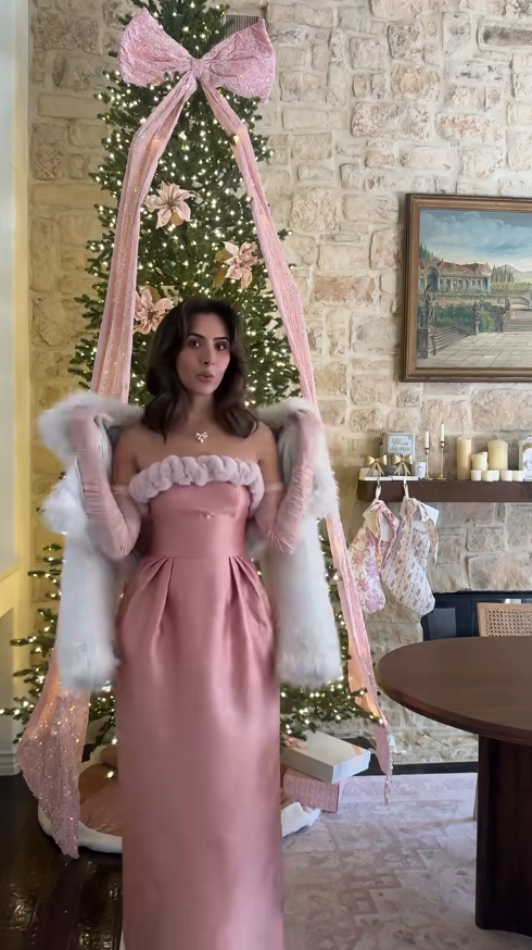 Cute Pink Sheath Long Prom Dresses Satin Strapless Evening Dresses Sleeveless Christmas Dresses DP04342