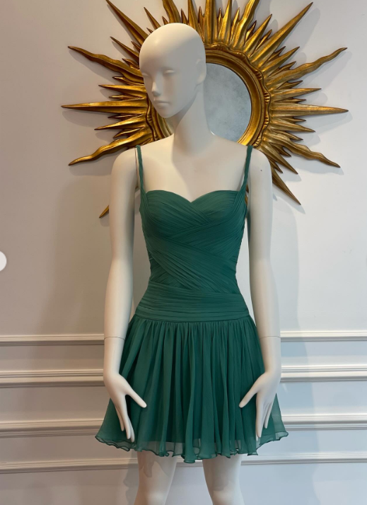 Gorgeous Straps A-Line Short Prom Dresses Chiffon Green Birthday Dresses Sleeveless Party Dresses DP04373