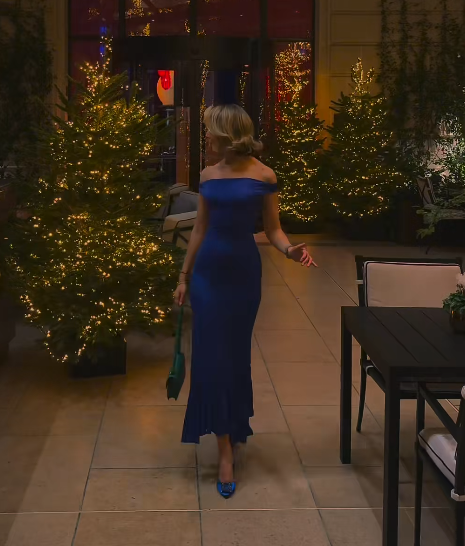 Blue Sexy Sheath Long Prom Dresses Chiffon Off-shoulder Evening Dresses Sleeveless Birthday Dresses DP04389