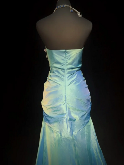 Sweetheart Sheath Long Prom Dresses Chic Satin Evening Dresses Sleeveless Formal Dresses DP04400