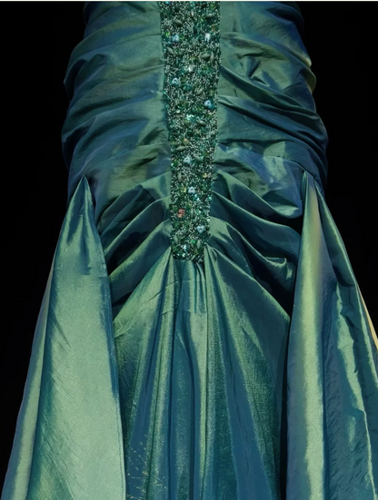 Sweetheart Sheath Long Prom Dresses Chic Satin Evening Dresses Sleeveless Formal Dresses DP04400