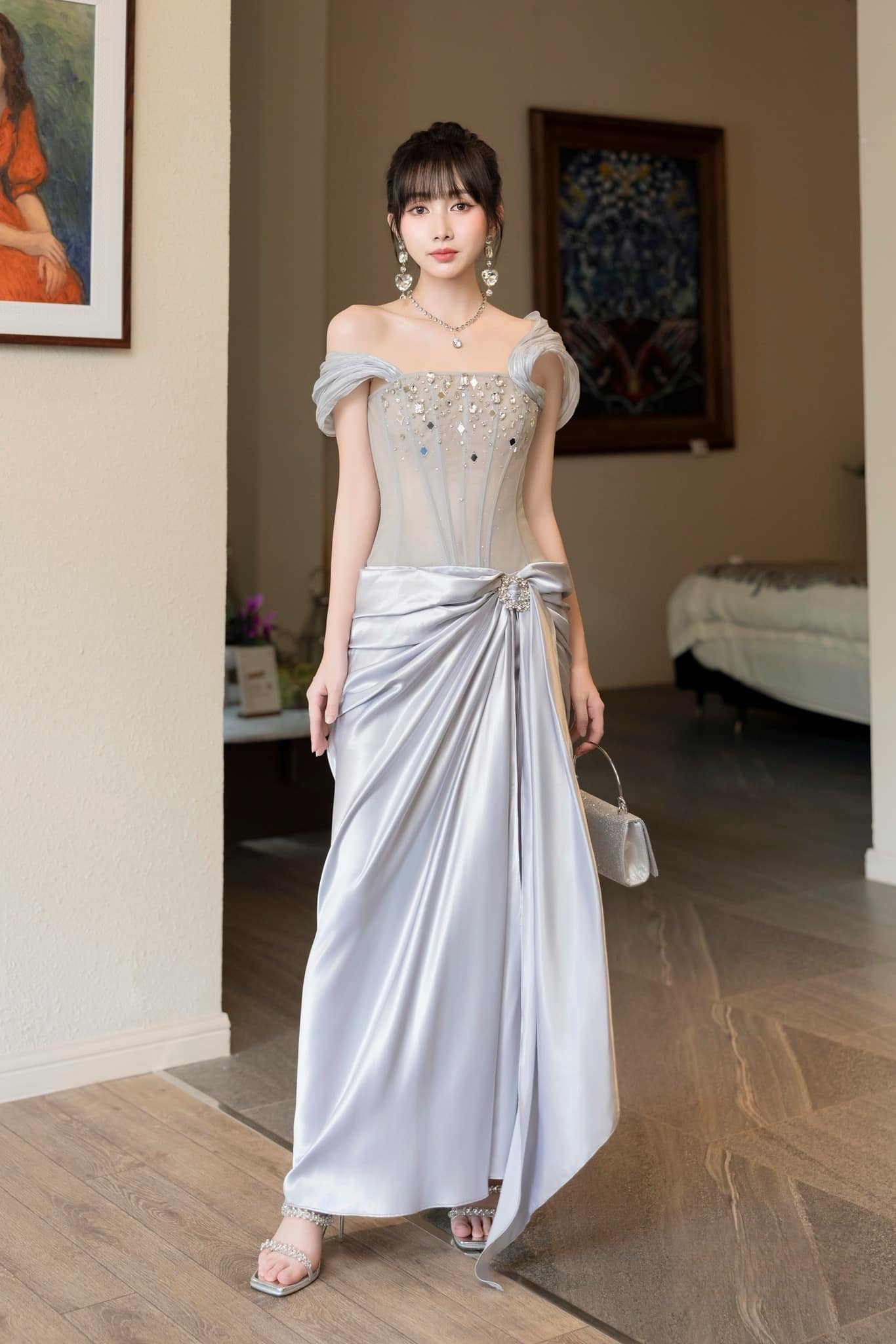 Süßes Ballkleid Spaghettiträger Silbergrau Mini Kurzes Formales Homecoming-Kleid Party Kurzes Ballkleid Hoco Kleider DH2684