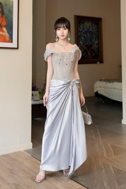 Süßes Ballkleid Spaghettiträger Silbergrau Mini Kurzes Formales Homecoming-Kleid Party Kurzes Ballkleid Hoco Kleider DH2684