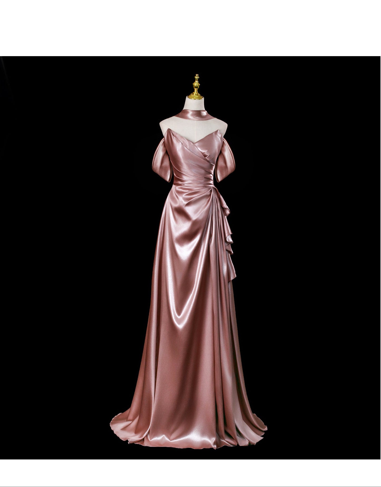Fairy Off-shoulder Birthday Dresses Sheath Pink Long Prom Dresses Satin Sleevless Evening Dresses DP04426