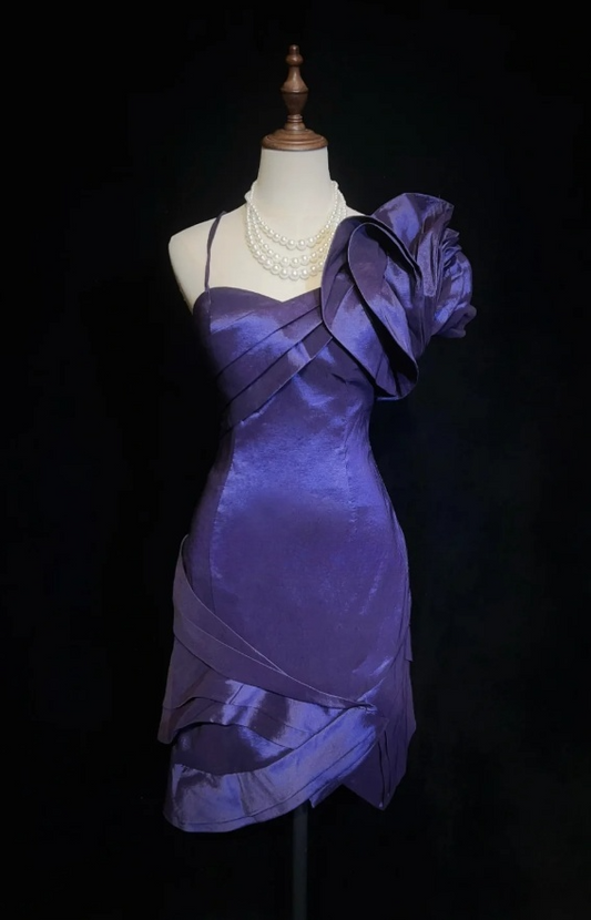 Sexy Spaghetti Straps Sheath Long Prom Dresses Satin Purple Party Dresses Sleeveless Evening Dresses  DP04470