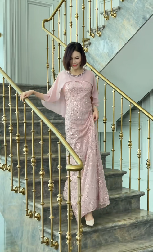 Elegant Sheath Dusty Pink Mother of Bride Dress Sequins Sleevless Evening Dresses DP04474