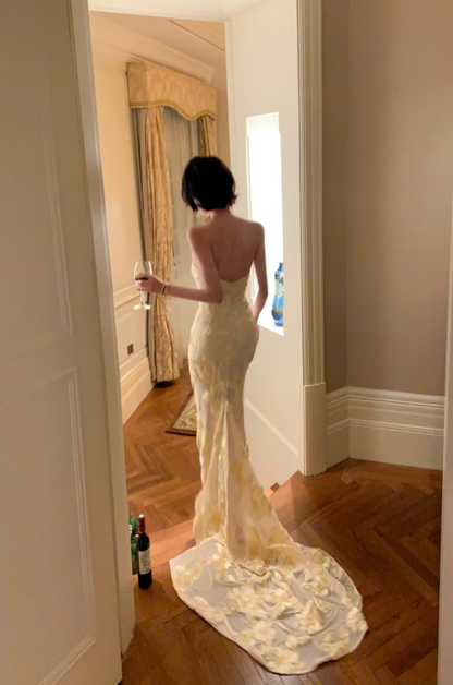 Elegant Strapless Sheath Long Prom Dresses Satin Appliques Sleeveless Evening Dresses DP04506