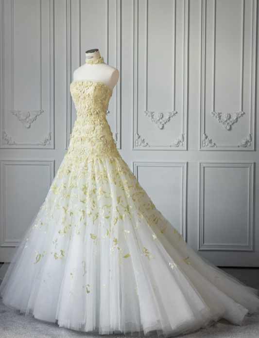 Timeless A-Line Tulle Long Wedding Dresses Applique White Bridal Dresses Sleeveless Bridal Gowns DP04519