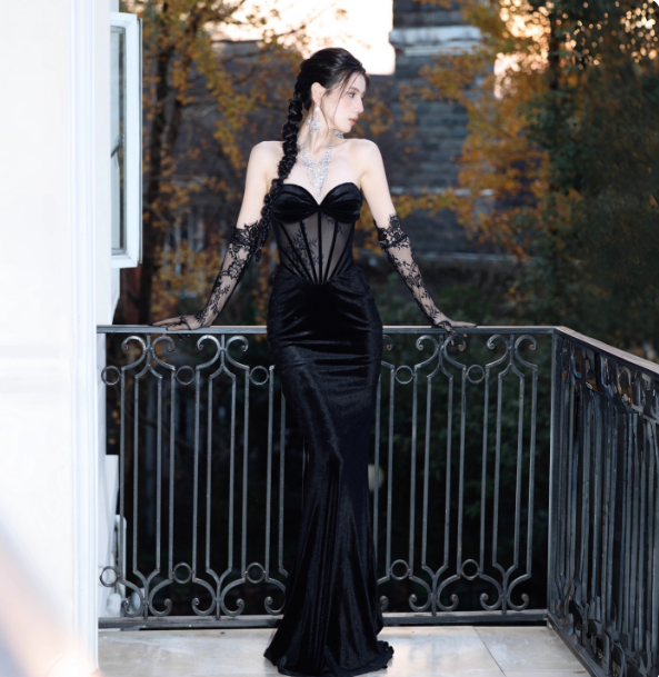 Sexy Black Sheath Long Prom Dresses Satin Sweetheart Evening Dresses Sleeveless Birthday Dresses DP04535