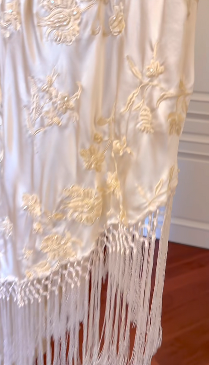 Vintage Champagne Prom Dresses Satin Sheath Long Evening Dresses Beaded Sleeveless Party Dresses DP04602