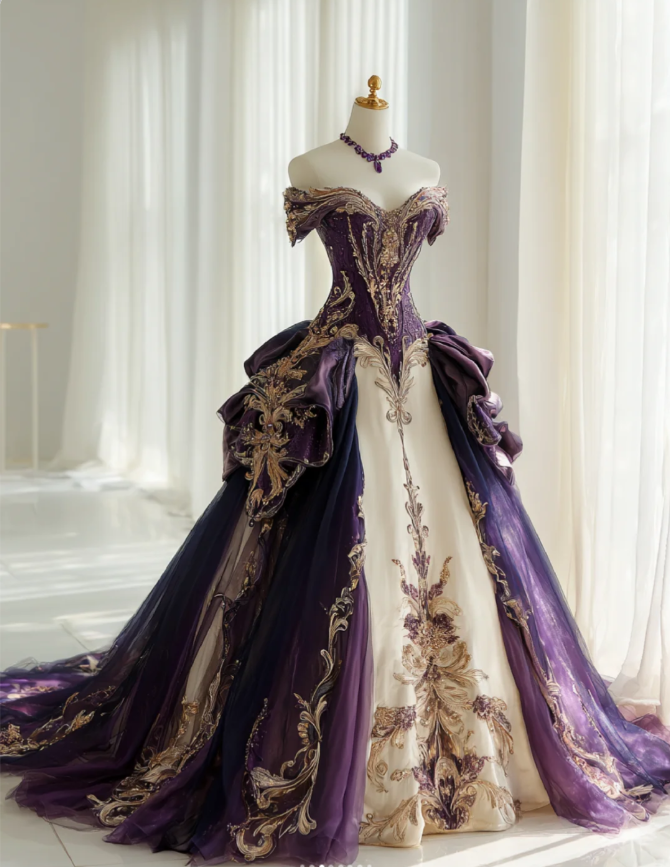 Simple A-Line Long Prom Dresses Applique Tulle Purple Quinceanera Dresses  Sleeveless Sweet 16 Dress DP04625