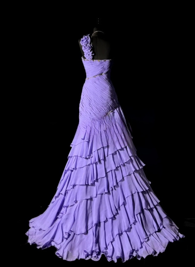 Chic Sheath Long Prom Dresses Chiffon One-shoulder Birthday Dresses Purple Evening Dresses DP04665