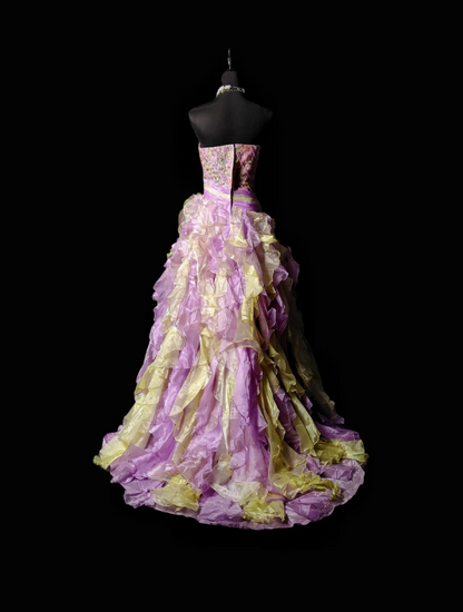 Gorgeous A-line Long Prom Dresses Tulle Purple Quinceanera Dresses Strapless Birthday Dresses DP04671