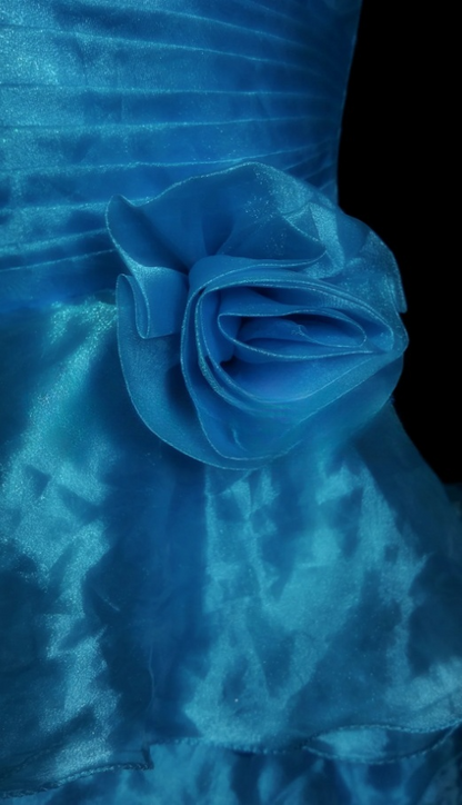 Gorgeous Sheath Long Prom Dresses Tulle Blue Quinceanera Dresses Strapless Birthday Dresses DP04673