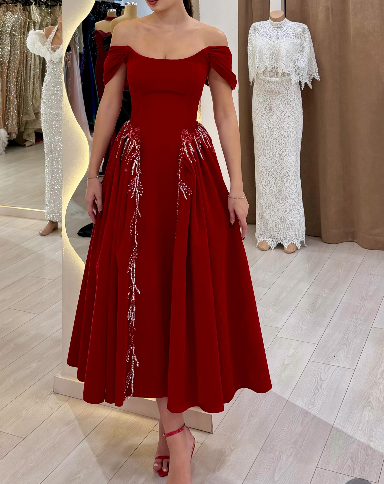 Elegant A-Line Long Prom Dresses Chiffon Off-shoulder Burgundy Evening Dresses DP04686