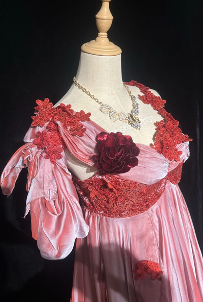 Chic Pink Long Prom Dresses Straps Imperial Evening Dresses Silk Sleeveless Party Dresses DP04701