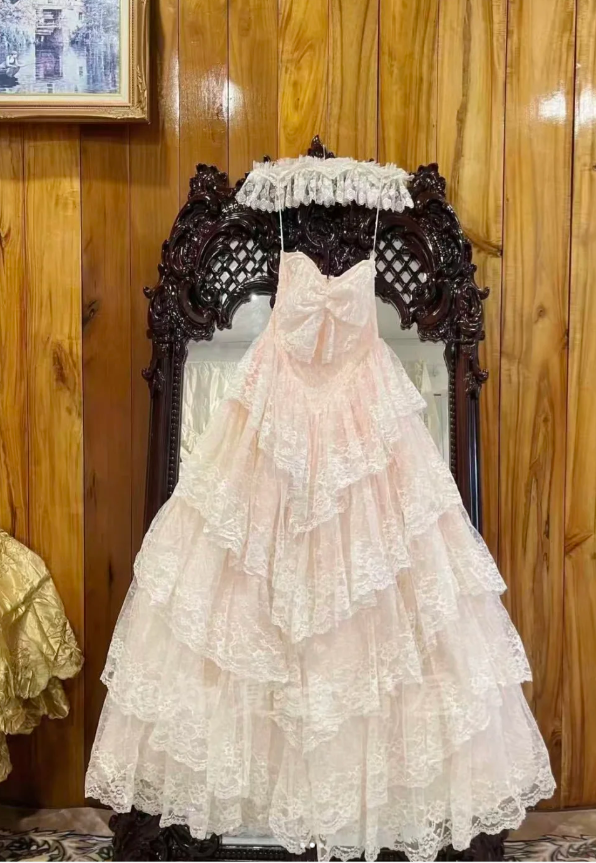 Chic White Long Prom Dresses Sweetheart A-line Evening Dresses Lace Sleeveless BIrthday Dresses DP04708