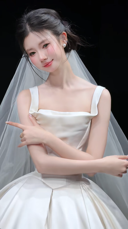 Elegant A-Line Long Wedding Dresses Straps White Bridal Dresses Satin Sleeveless Bridal Gowns DP04727