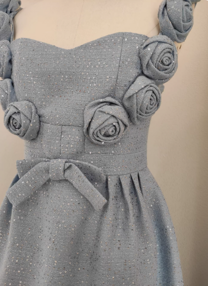 Chic Sheath Blue Short Prom Dresses Sequins Sleeveless Party Dresses Straps Birthday Dresses DP04779