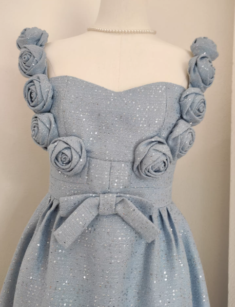 Chic Sheath Blue Short Prom Dresses Sequins Sleeveless Party Dresses Straps Birthday Dresses DP04779