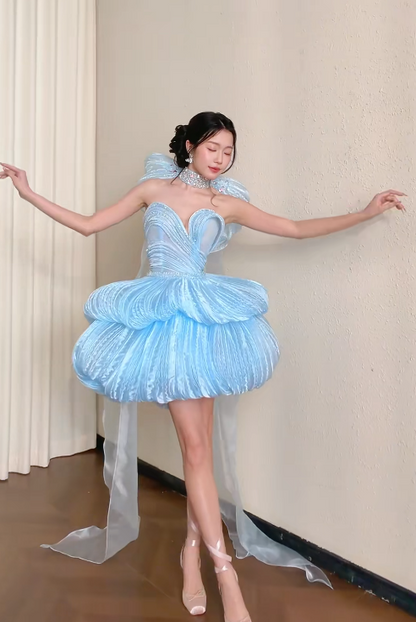 Robe de bal courte à bretelles spaghetti, gris argenté, robe de soirée courte, robe de bal Hoco DH2684