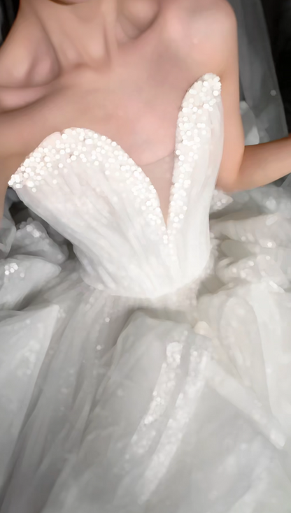 Timeless A-Line Long Wedding Dress Tulle Sweetheart White Bridal Dress Sleeveless Bridal Gown DP04824