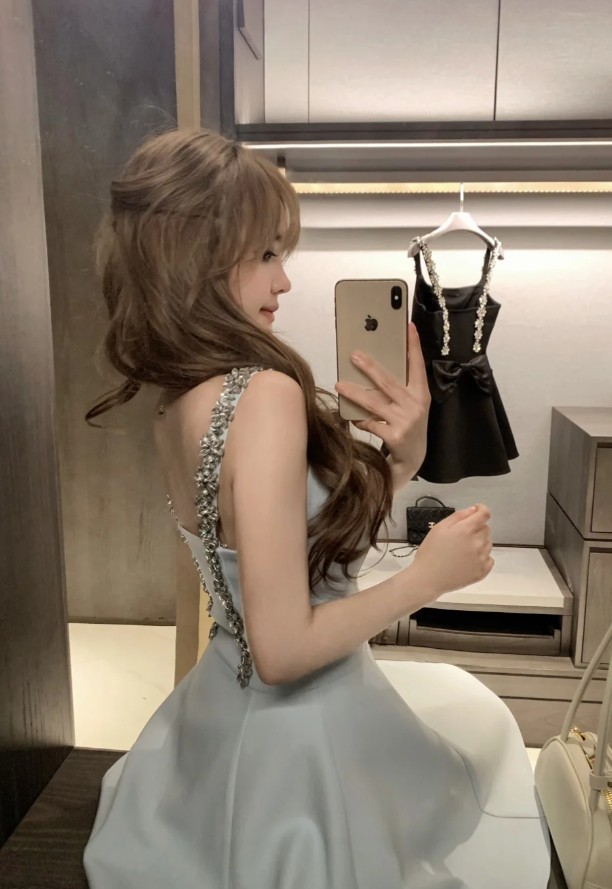 Fairy A-Line Pale Blue Short Prom Dress Satin Straps Evening Dress Sleeveless Birthday Dress DP04865