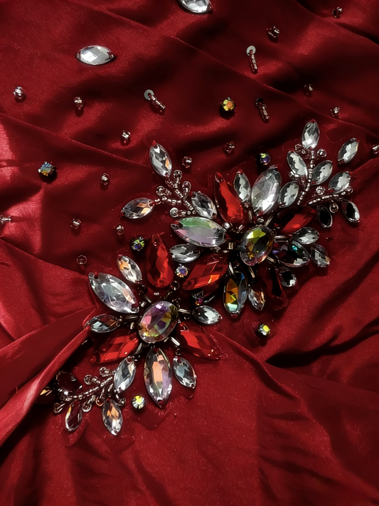 Chic Red Long  Prom Dress Satin Spaghetti Straps Birthday Dress A-Line Sleeveless Evening Dress DP04898