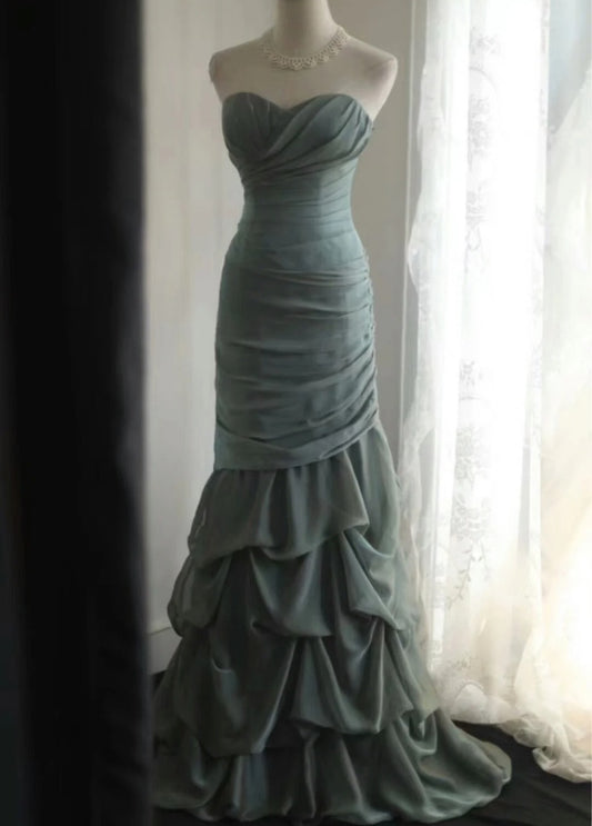 Chic Strapless Long Prom Dresses  Sheath Evening Dress Sleeveless Birthday Dress DP04911