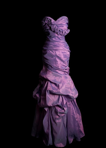 Elegant Purple Long Prom Dresses Taffeta Sweetheart Sheath Evening Dress Sleeveless Party Dress DP04920