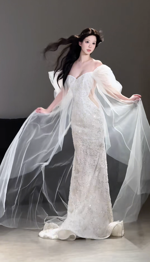 Elegant Mermaid Long Wedding Dress Beaded Satin Sweetheart Bridal Gowns Sleeveless Bridal Dress DP04977