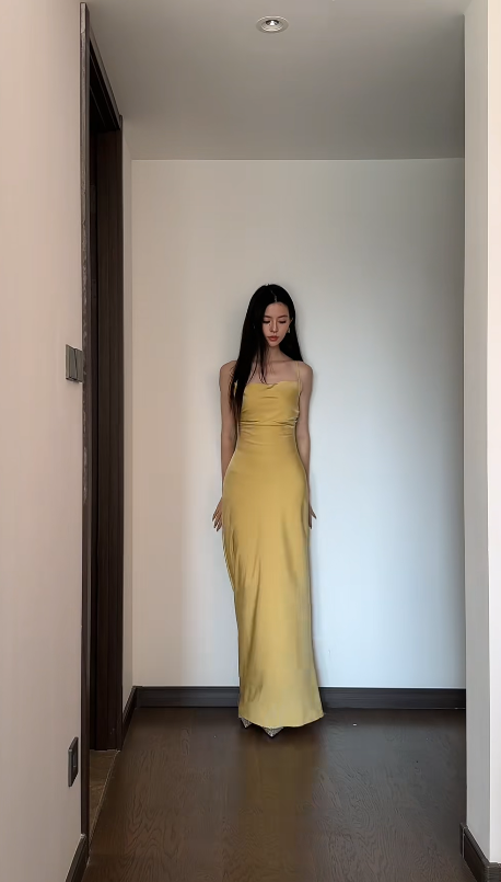 Chic Gold Bridesmaid Dress Satin Sheath Sleeveless Wedding Guest Dress Spaghetti  Straps Evening Dress DP04986