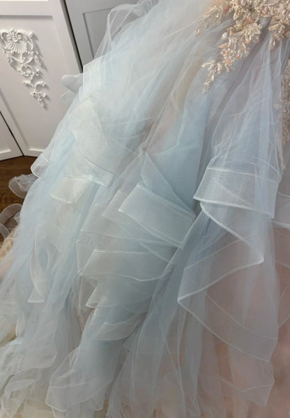 Cute Strapless Long Prom Dress Tulle A-Line Evening Dress Sleeveless Birthday Dress DP05021