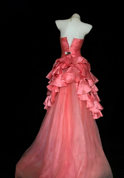 Sweet  Dark Peach Prom Dress Strapless Satin Sheath Long Evening Dress DP05034