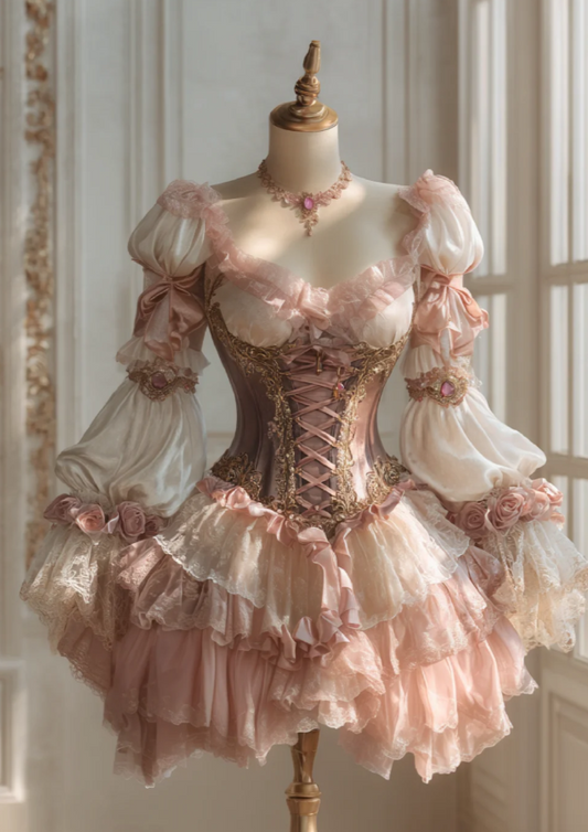 Chic Pink Prom Dress A-Line Short Birthday Dress Chiffon Long Sleeves Party Dress DP05039