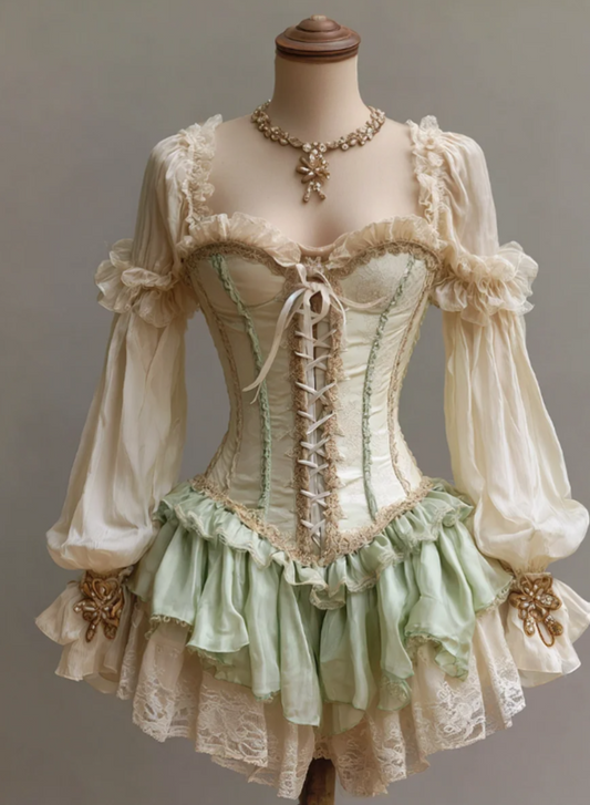 Chic Green Prom Dress A-Line Short Birthday Dress Chiffon Long Sleeves Party Dress DP05040