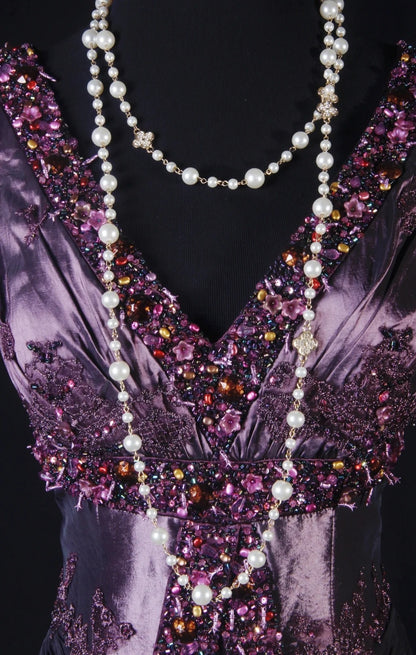 Vintage Grape Prom Dress V-Neck Sheath Evening Dress Satin Beaded Formal Dress DP05056