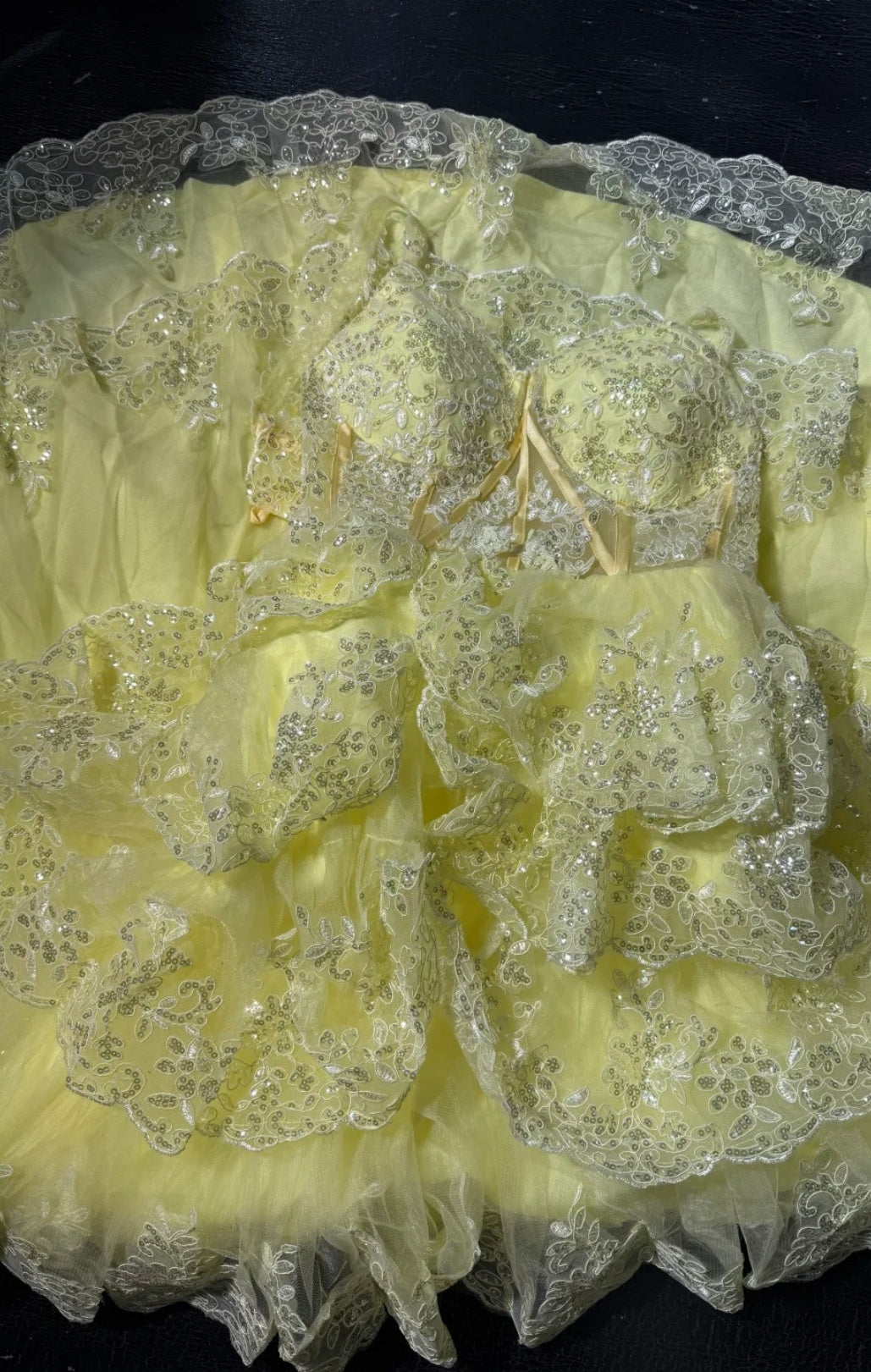 Cute Yellow Prom Dress Spaghetti Straps A-Line Evening Dress Tulle Appliques Sleeveless Party Dress DP05062