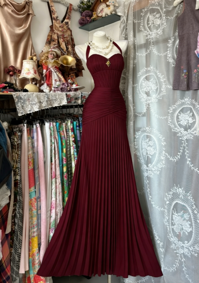 Chic Sheath Red Prom Dress Chiffon Sleeveless Evening Dress DP05077