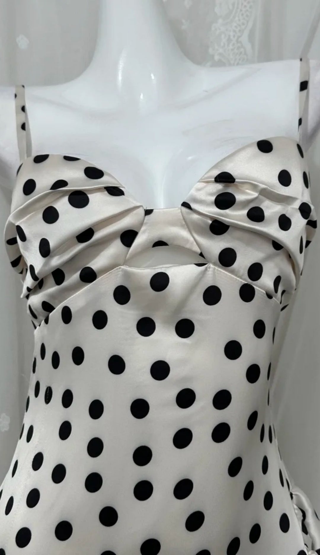 Chic Polka Dot Prom Dress Satin Spaghetti Straps Evening Dress Sheath Birthday Dress DP05200