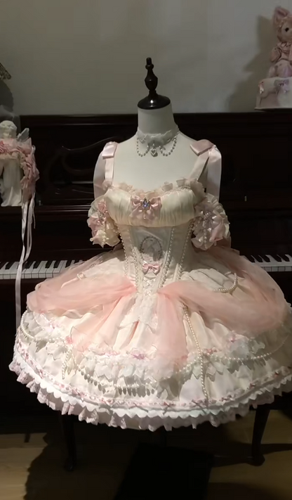 Elegantes weißes Ballkleid aus Spitze, A-Linie, Spaghettiträger, Lolita-Stil, ärmellos, Geburtstagskleid DP05217