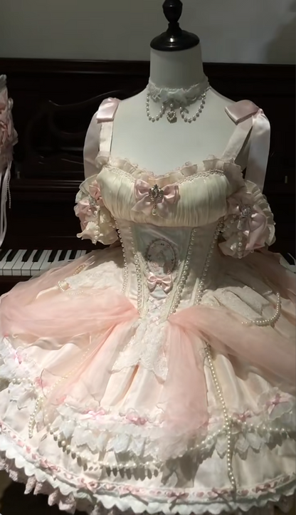 Elegantes weißes Ballkleid aus Spitze, A-Linie, Spaghettiträger, Lolita-Stil, ärmellos, Geburtstagskleid DP05217
